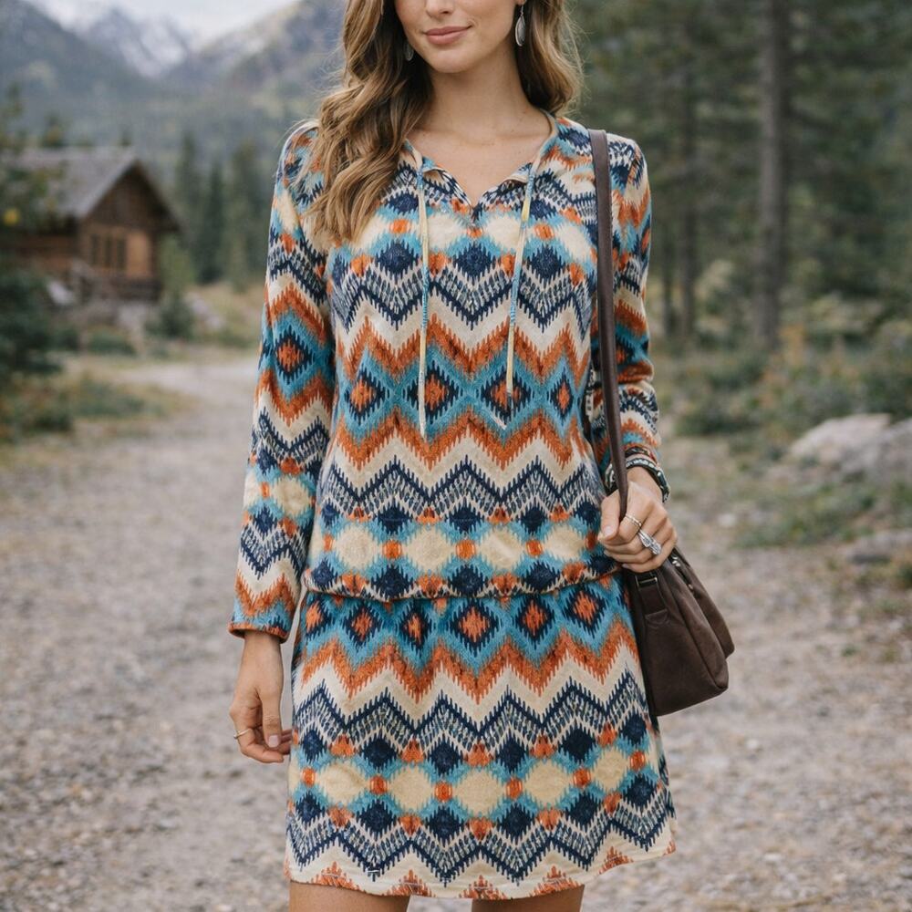 Patagonia SZ M Kamala Drop Waist Tunic Style Timber Twist Texture Dress NWOT